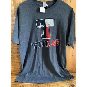 Texas T-shirt blue with Texas Flag background- XL